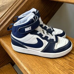 Nike Court Borough Mid 2 sneakers white and blue navy boys shoes kids youth
